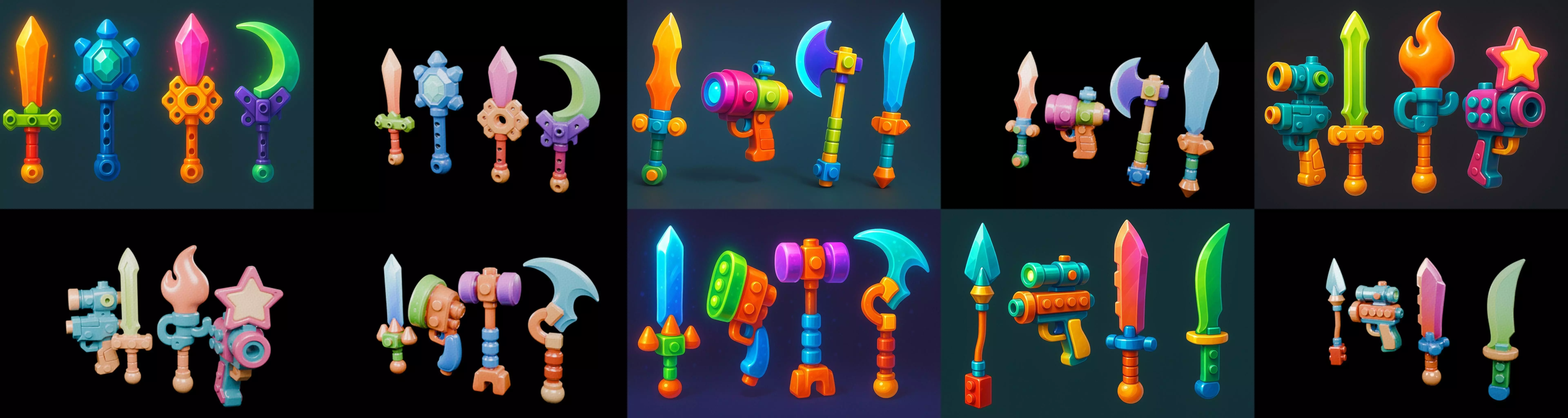 weapon Fantasy Sword and Mace bundle 6 pack 100 glb 3D model_12