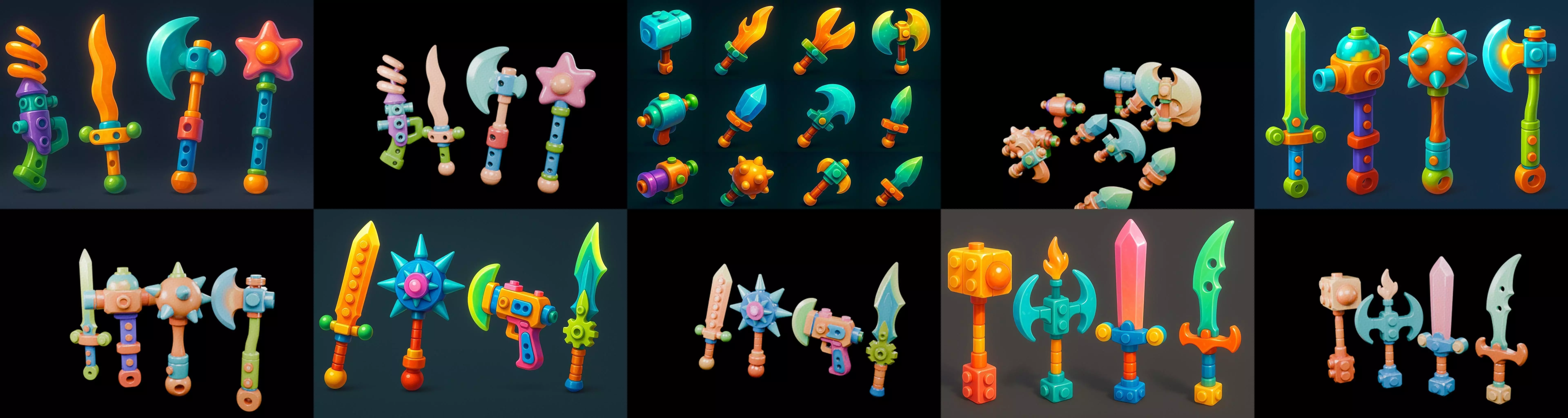 weapon Fantasy Sword and Mace bundle 6 pack 100 glb 3D model_0