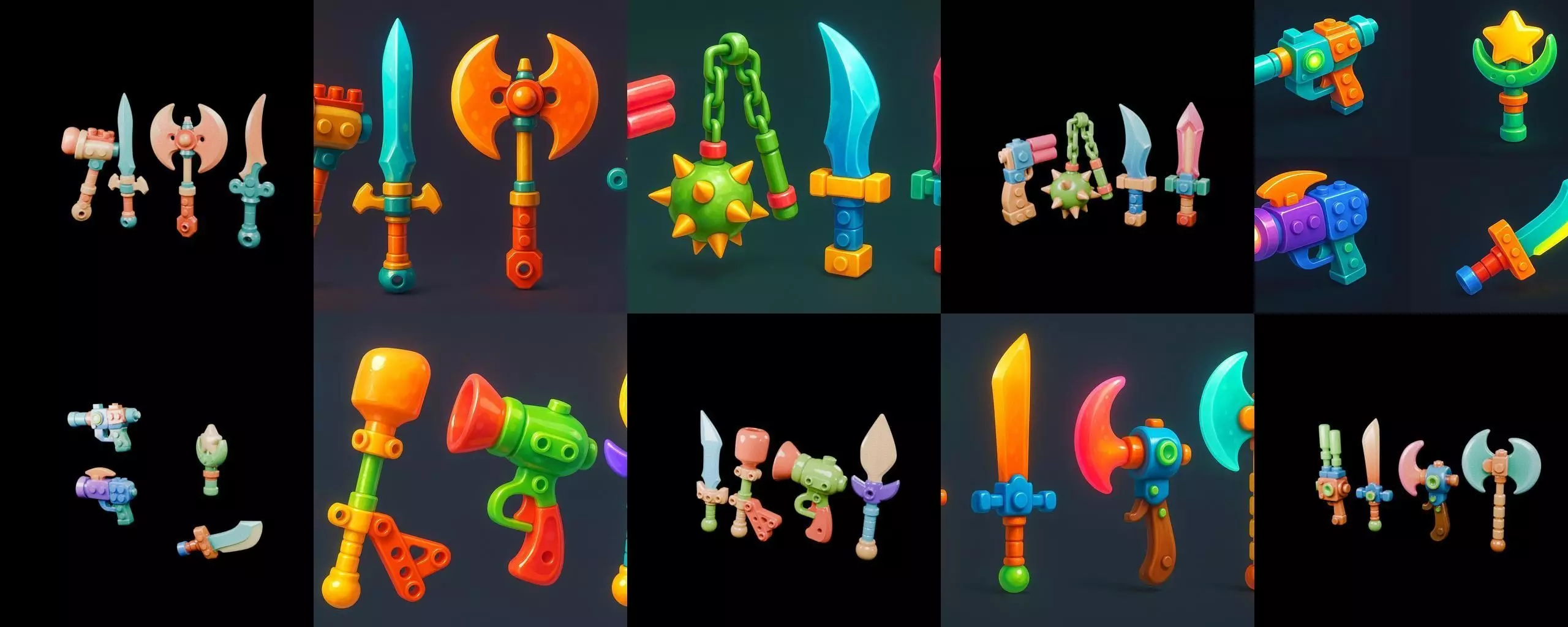 weapon Fantasy Sword and Mace bundle 6 pack 100 glb 3D model_16