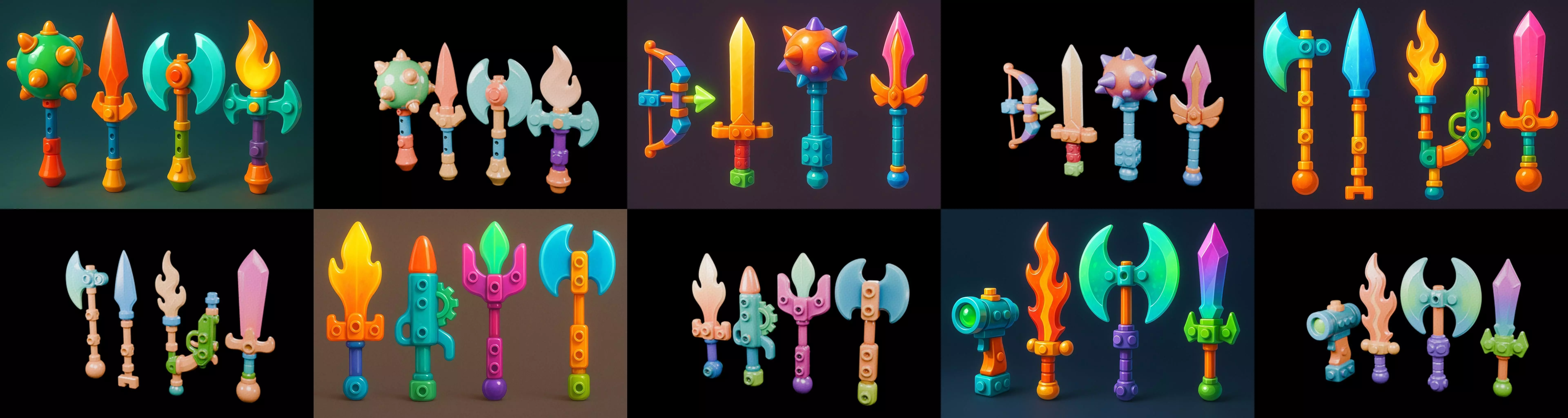 weapon Fantasy Sword and Mace bundle 6 pack 100 glb 3D model_6