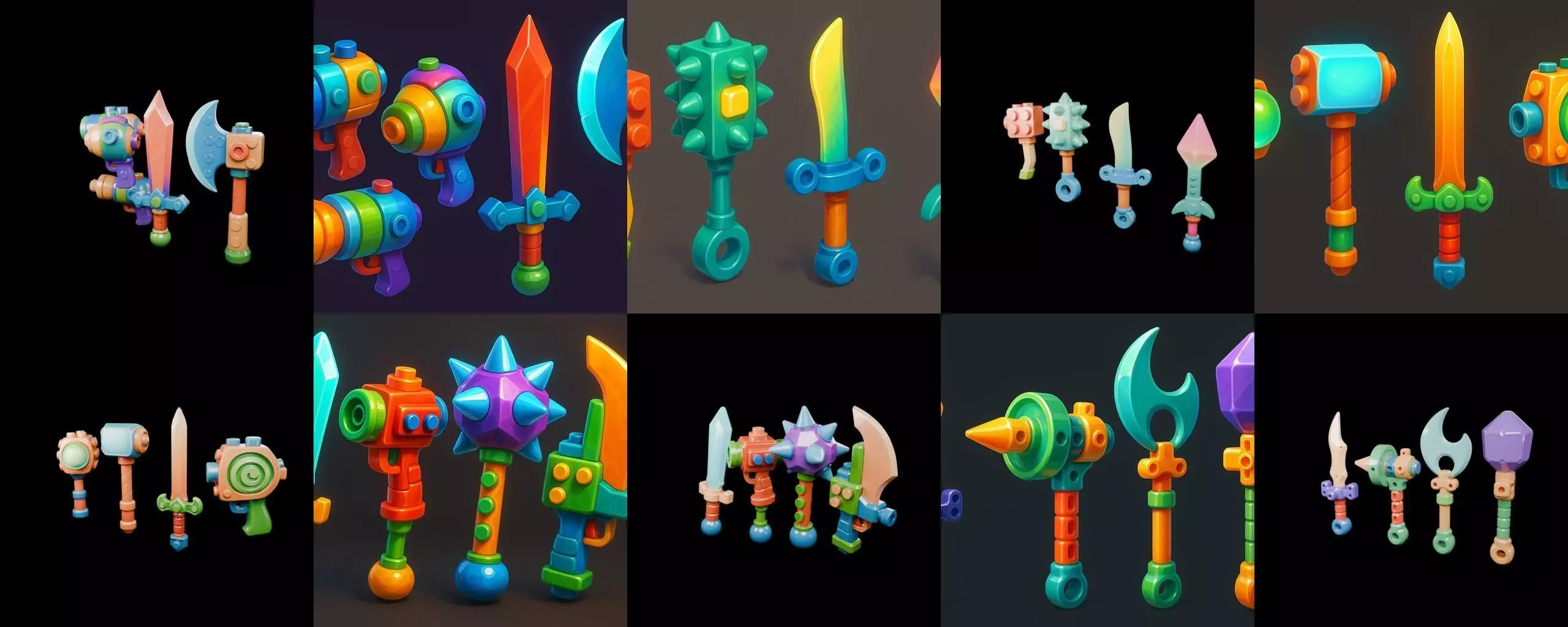 weapon Fantasy Sword and Mace bundle 6 pack 100 glb 3D model_3