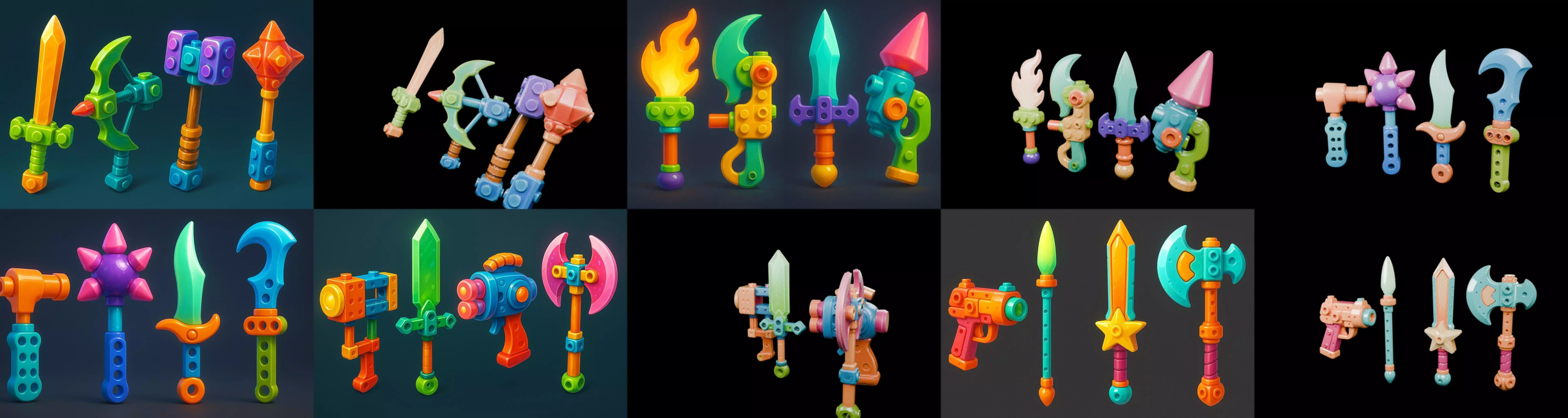 weapon Fantasy Sword and Mace bundle 6 pack 100 glb 3D model_5