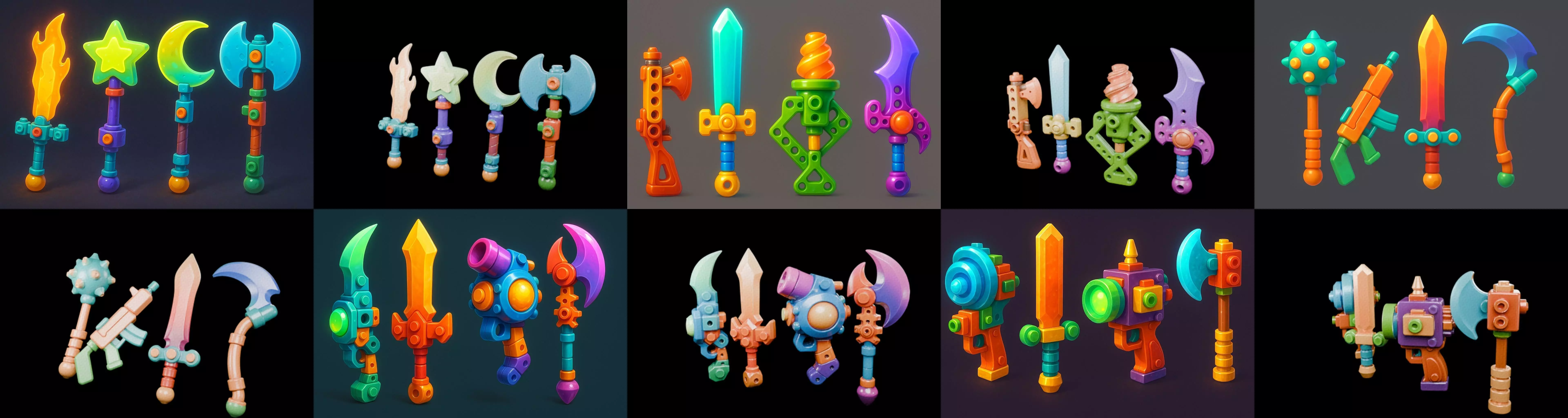 weapon Fantasy Sword and Mace bundle 6 pack 100 glb 3D model_8