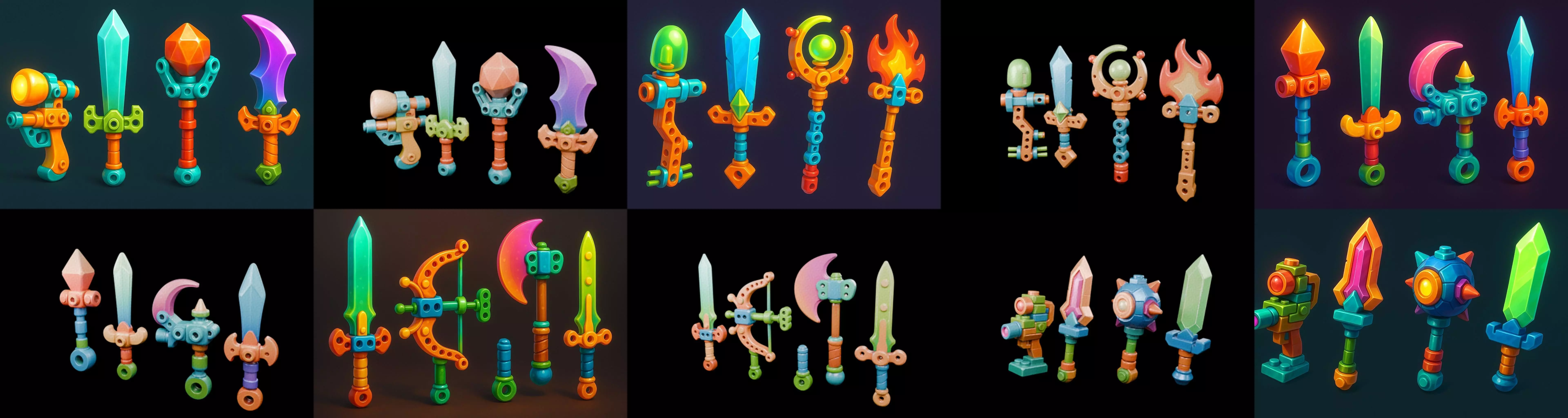 weapon Fantasy Sword and Mace bundle 6 pack 100 glb 3D model_9