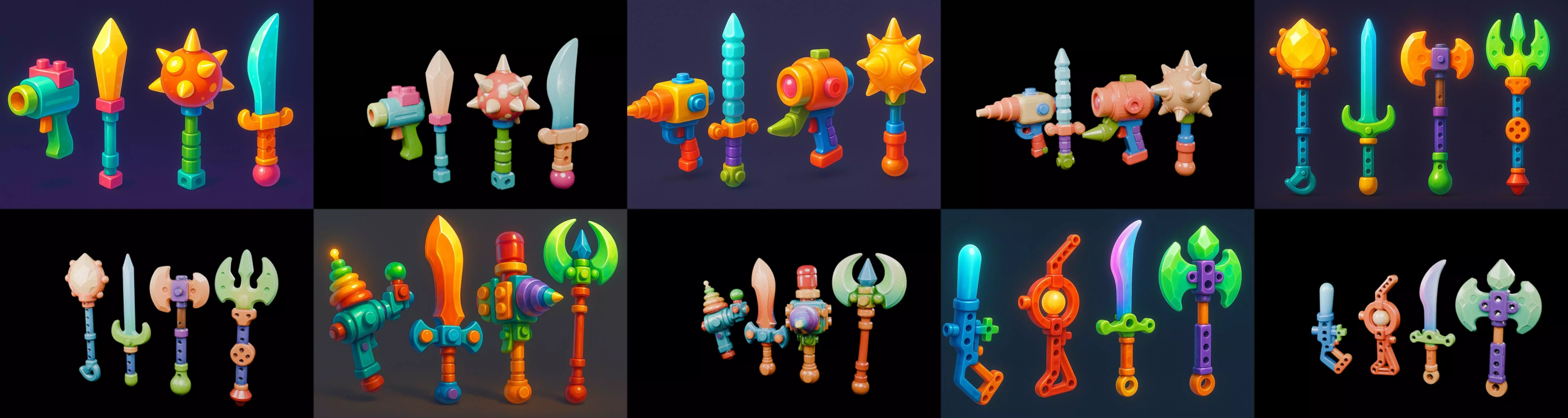 weapon Fantasy Sword and Mace bundle 6 pack 100 glb 3D model_2