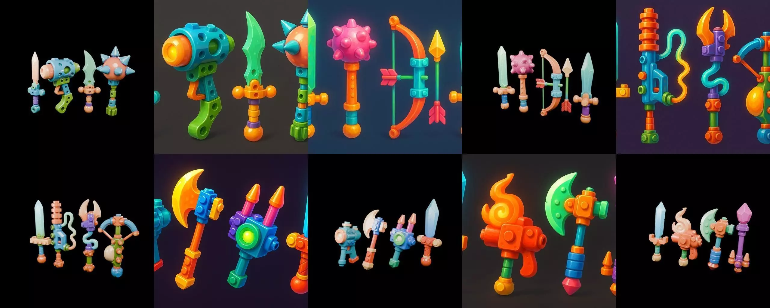 weapon Fantasy Sword and Mace bundle 6 pack 100 glb 3D model_15