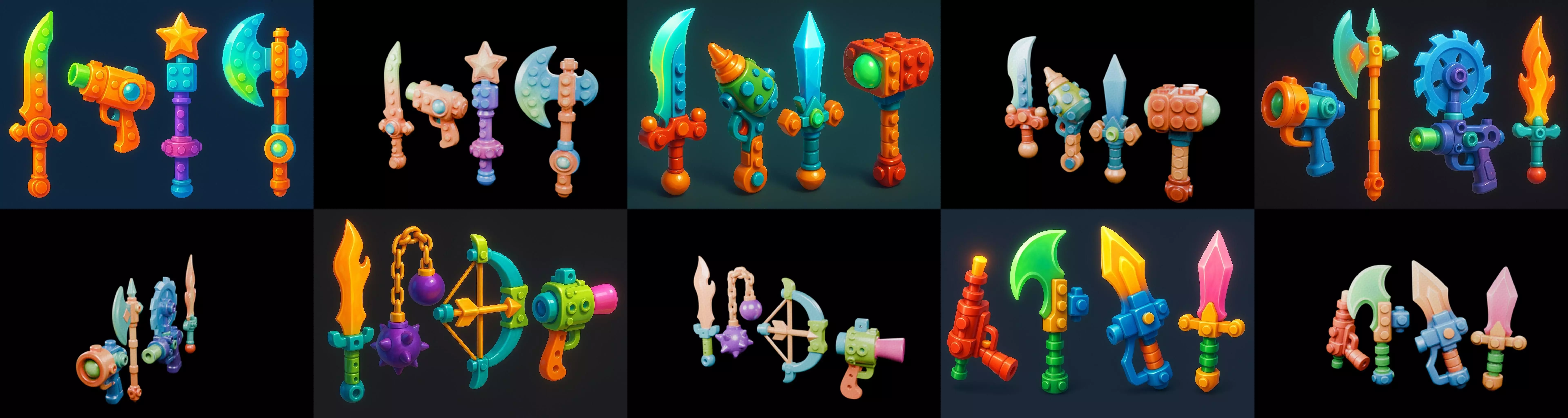 weapon Fantasy Sword and Mace bundle 6 pack 100 glb 3D model_7