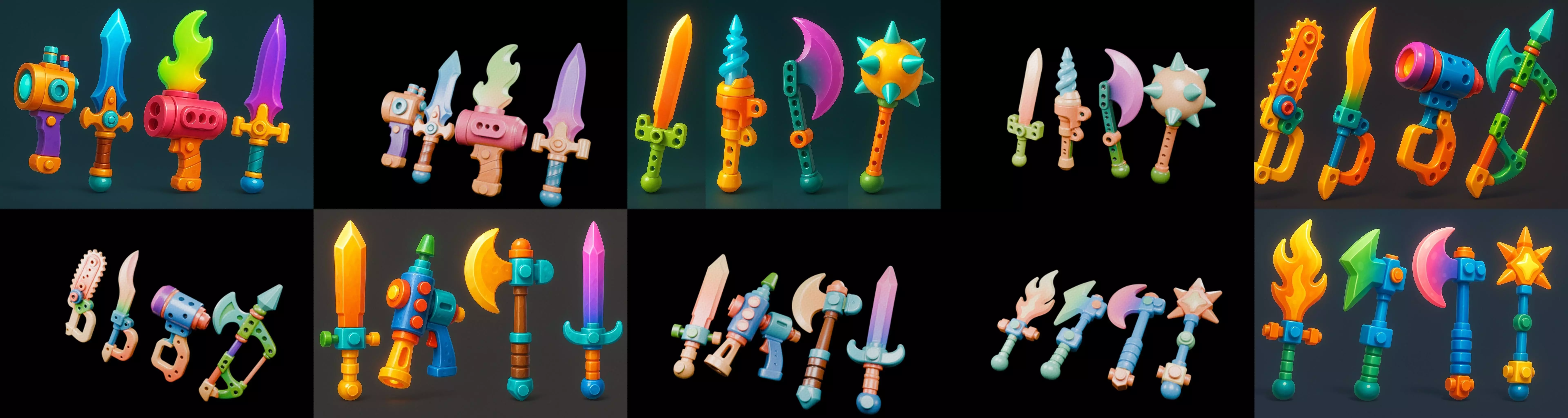 weapon Fantasy Sword and Mace bundle 6 pack 100 glb 3D model_4