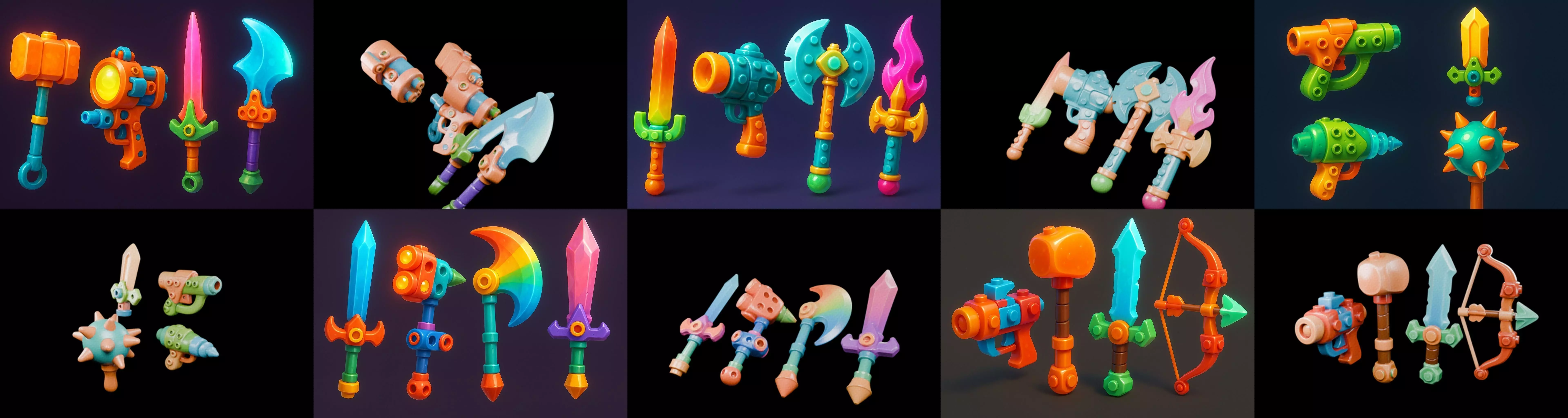 weapon Fantasy Sword and Mace bundle 6 pack 100 glb 3D model_17