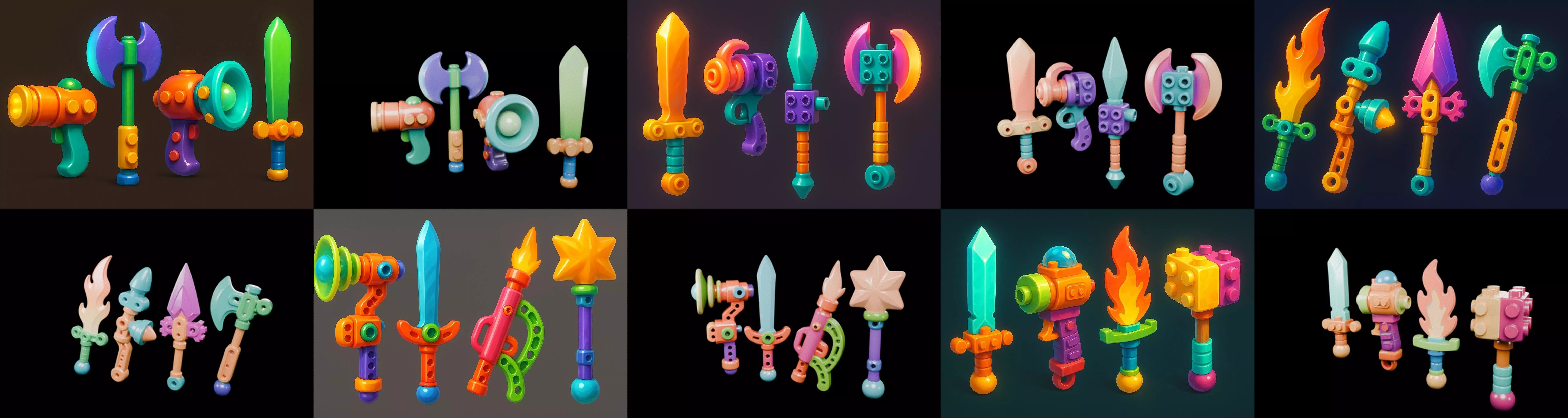 weapon Fantasy Sword and Mace bundle 6 pack 100 glb 3D model_14