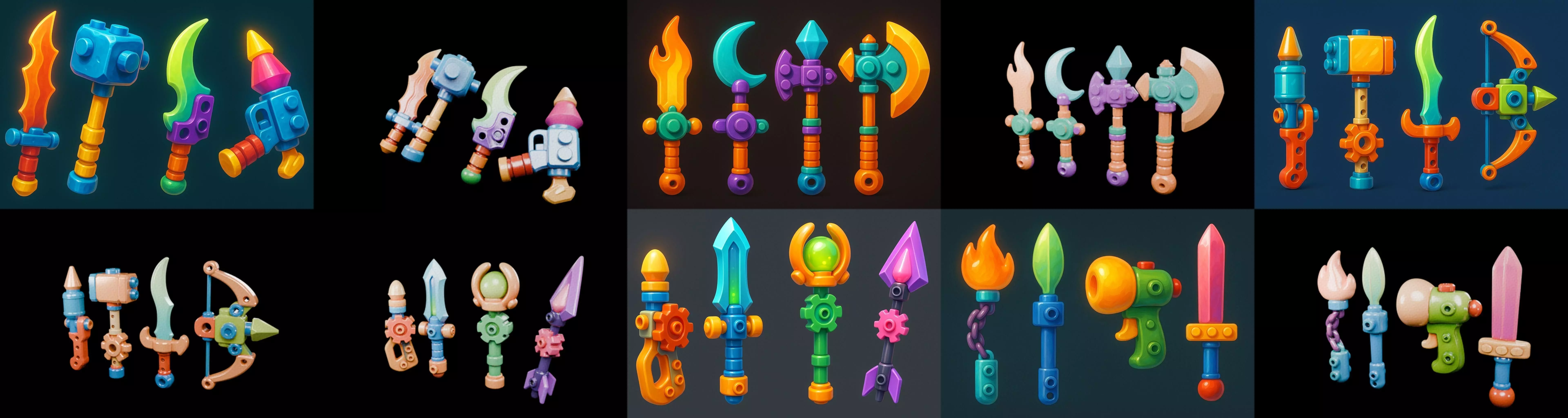 weapon Fantasy Sword and Mace bundle 6 pack 100 glb 3D model_19