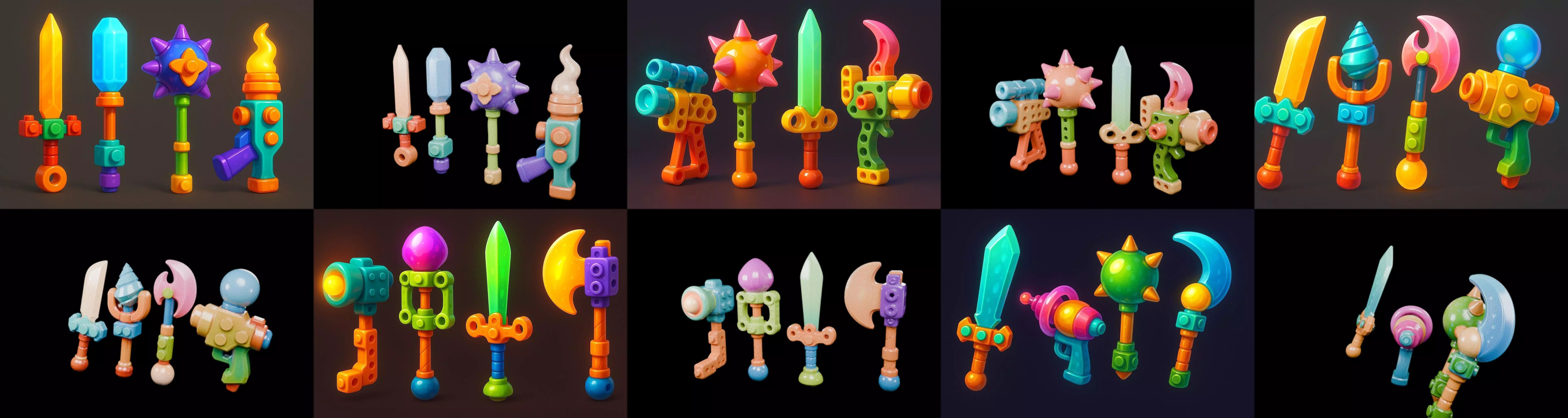 weapon Fantasy Sword and Mace bundle 4 pack 100 glb 3D model_1