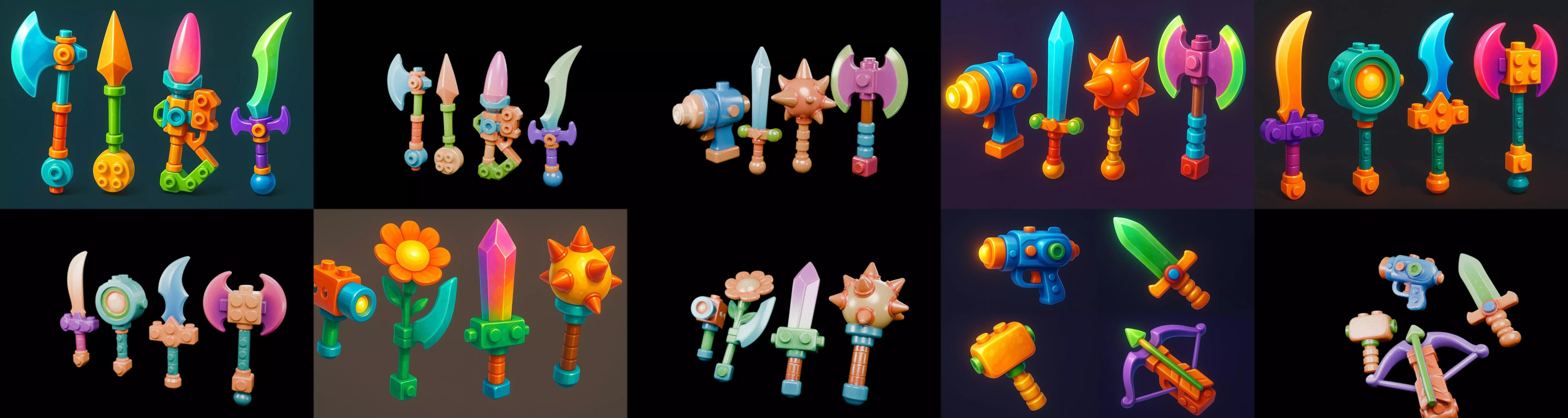 weapon Fantasy Sword and Mace bundle 4 pack 100 glb 3D model_17