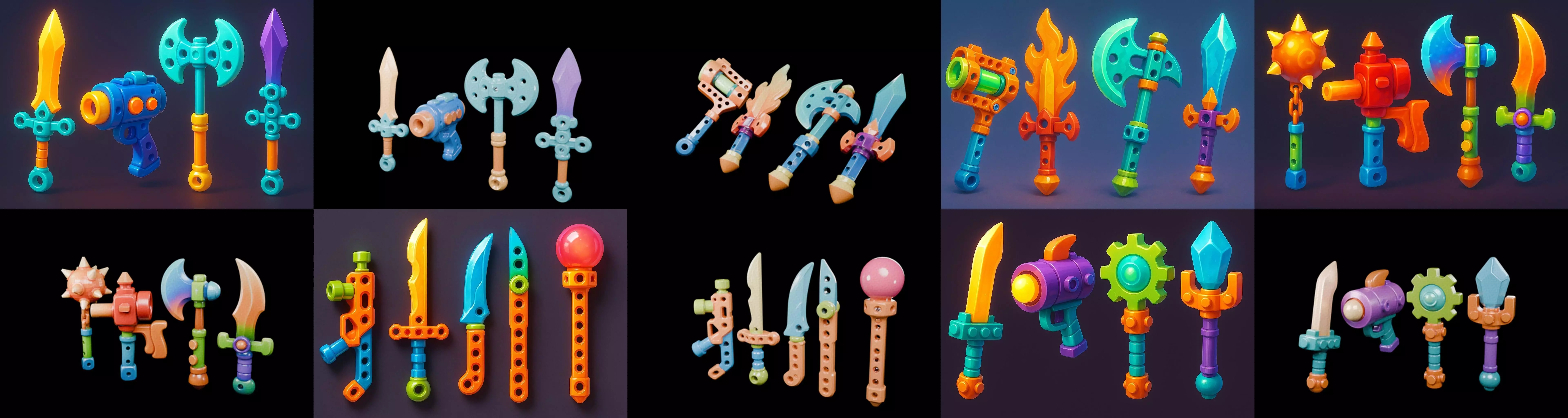 weapon Fantasy Sword and Mace bundle 4 pack 100 glb 3D model_18