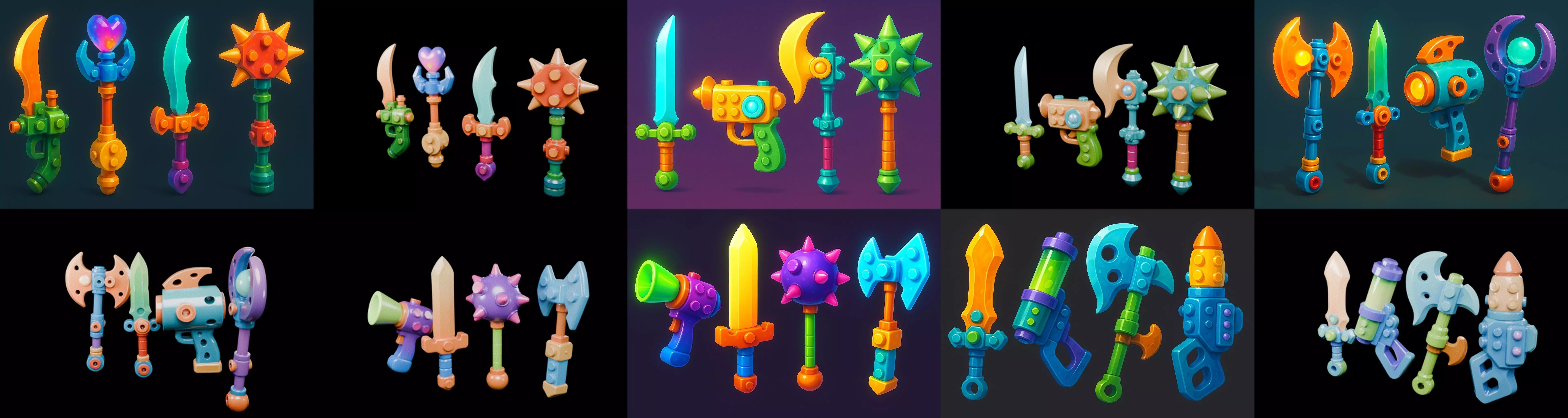 weapon Fantasy Sword and Mace bundle 4 pack 100 glb 3D model_14