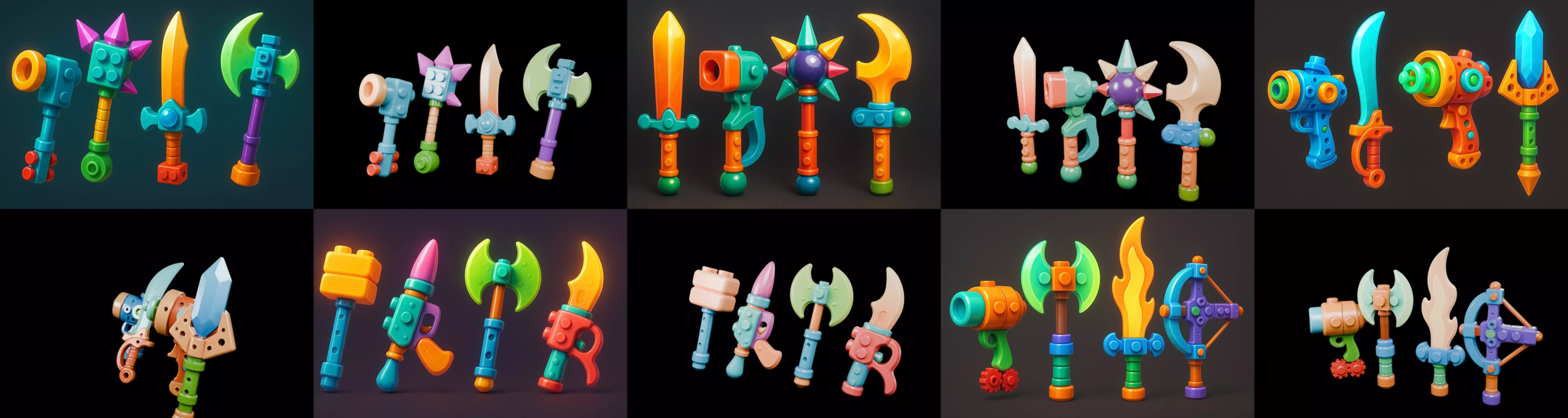 weapon Fantasy Sword and Mace bundle 4 pack 100 glb 3D model_4