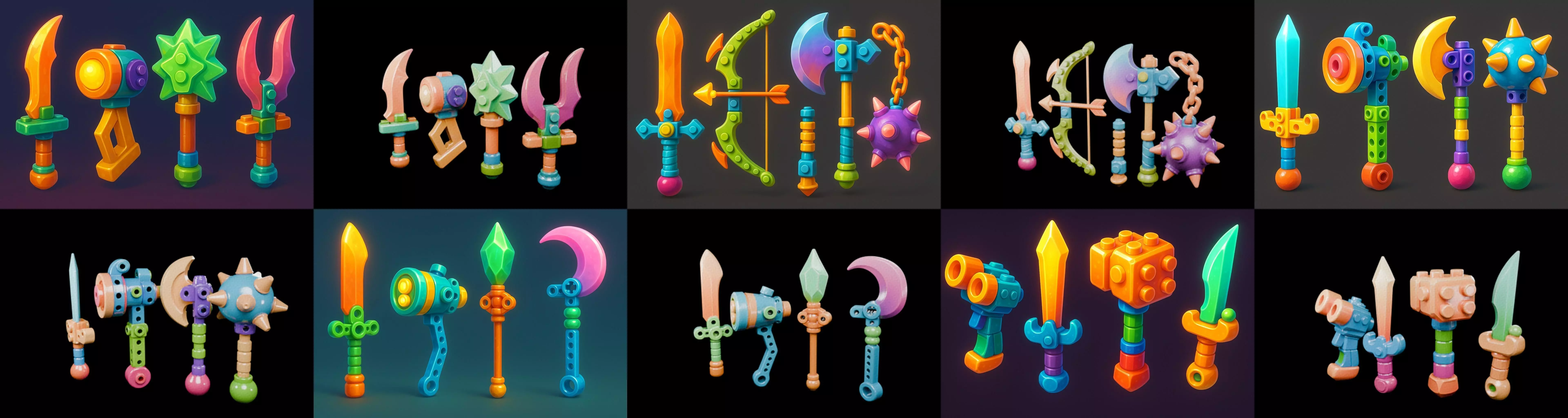 weapon Fantasy Sword and Mace bundle 4 pack 100 glb 3D model_5