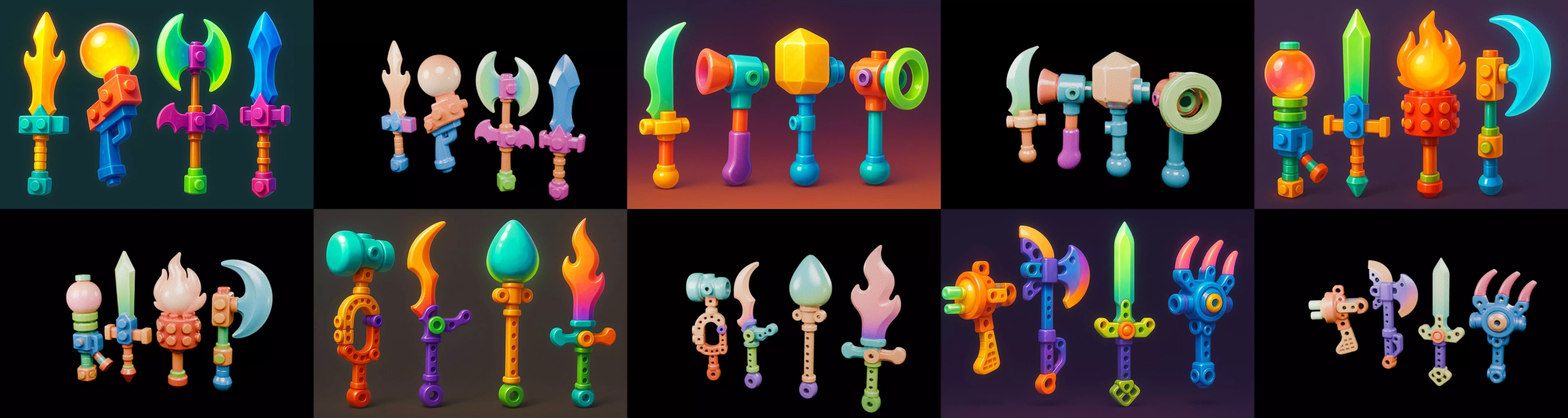 weapon Fantasy Sword and Mace bundle 4 pack 100 glb 3D model_2