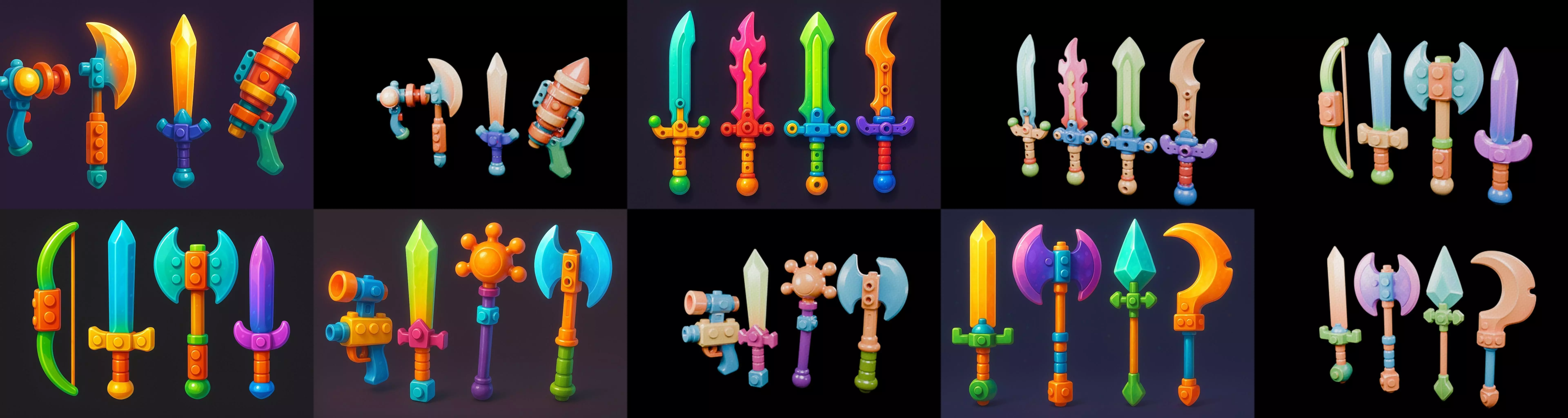 weapon Fantasy Sword and Mace bundle 4 pack 100 glb 3D model_6