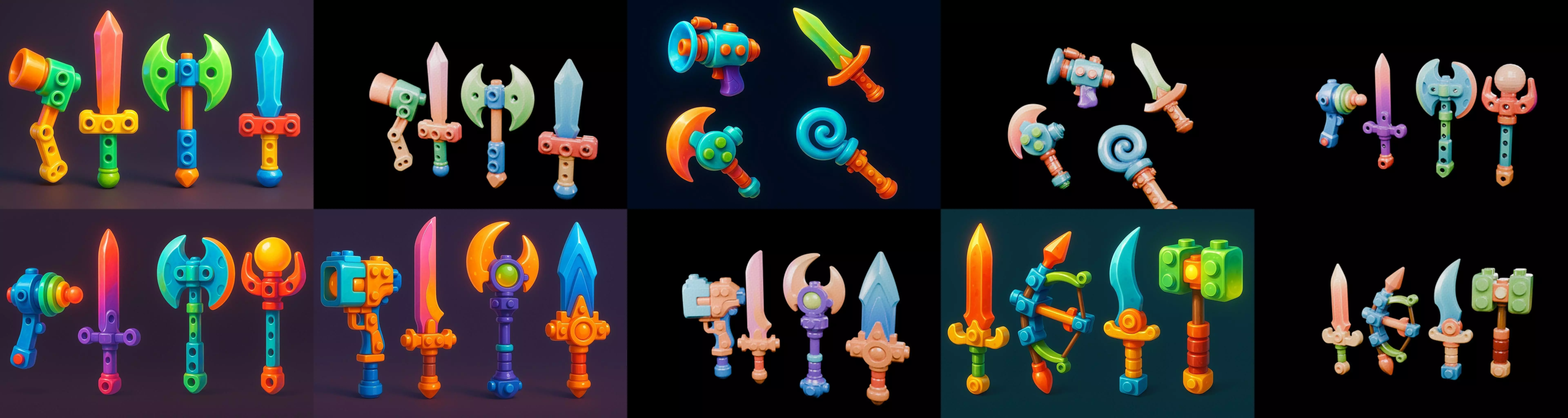 weapon Fantasy Sword and Mace bundle 4 pack 100 glb 3D model_9