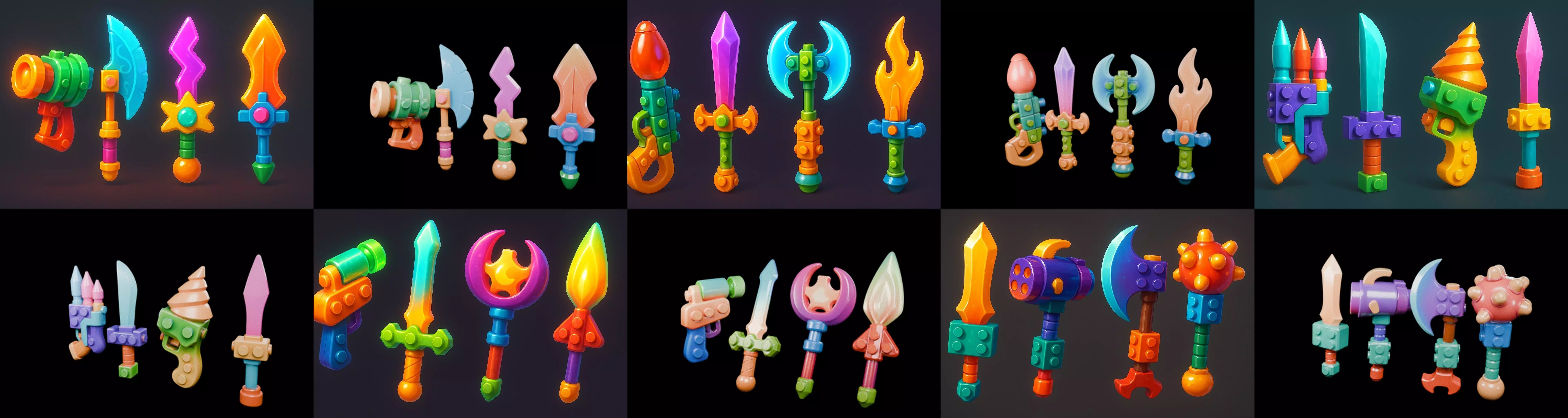 weapon Fantasy Sword and Mace bundle 4 pack 100 glb 3D model_11