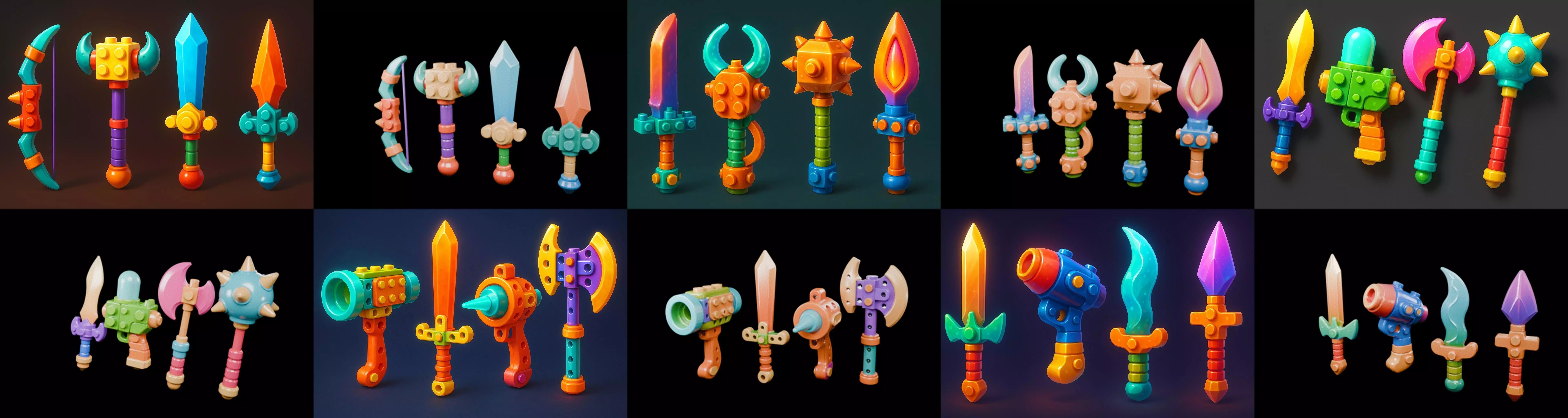 weapon Fantasy Sword and Mace bundle 4 pack 100 glb 3D model_16