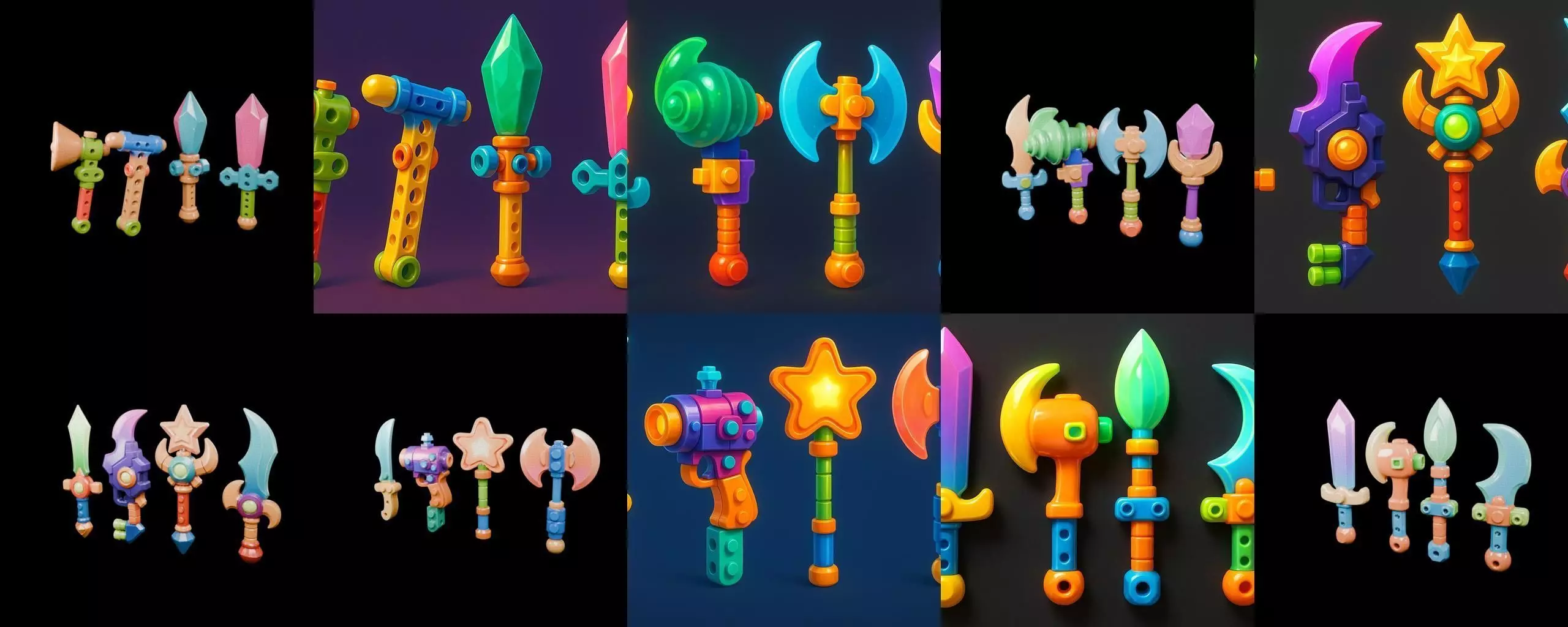 weapon Fantasy Sword and Mace bundle 4 pack 100 glb 3D model_8