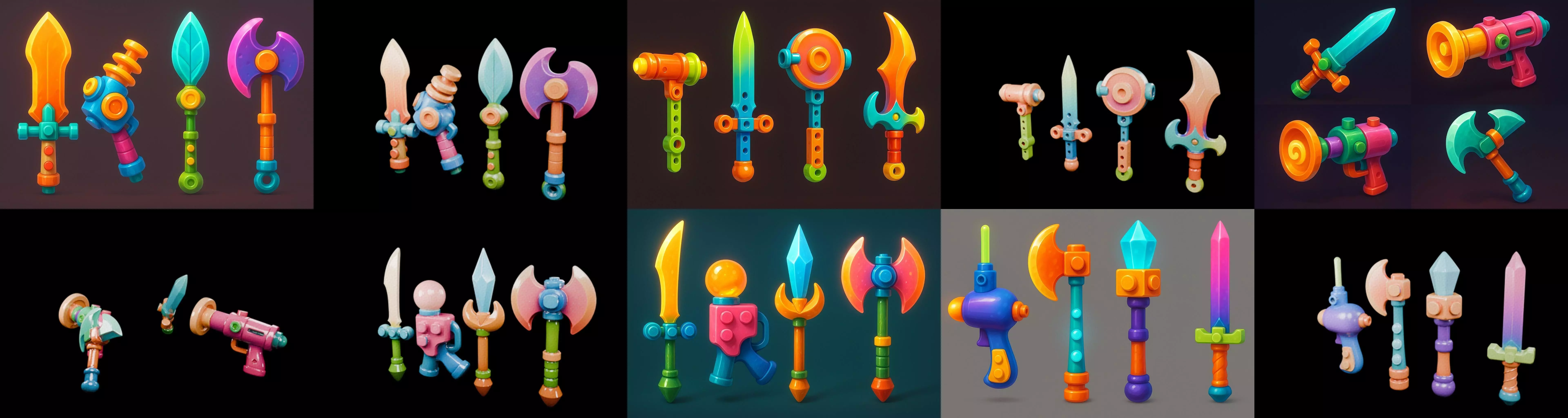 weapon Fantasy Sword and Mace bundle 4 pack 100 glb 3D model_12