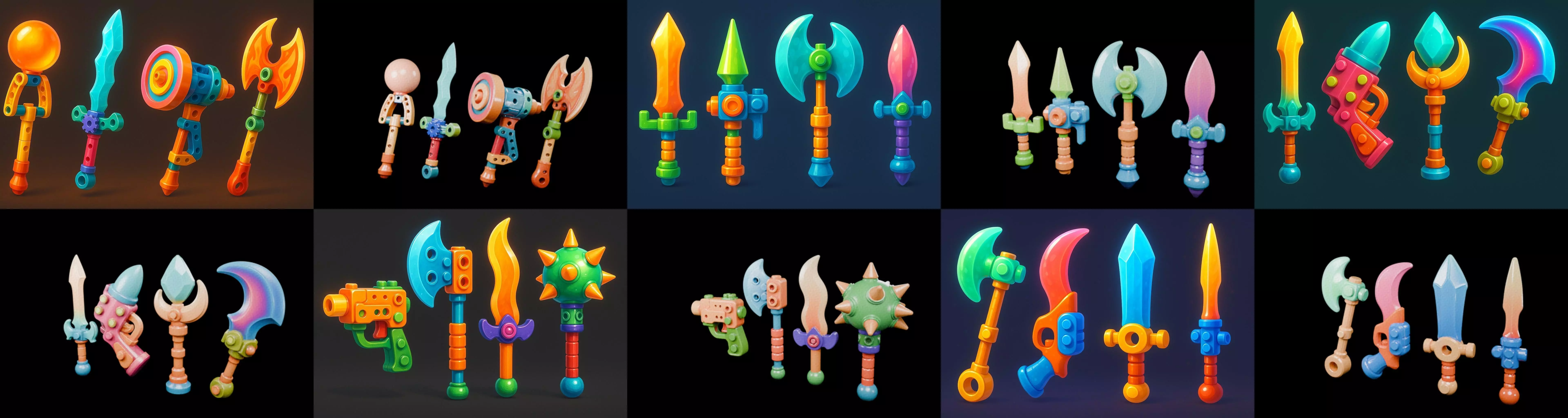 weapon Fantasy Sword and Mace bundle 4 pack 100 glb 3D model_0