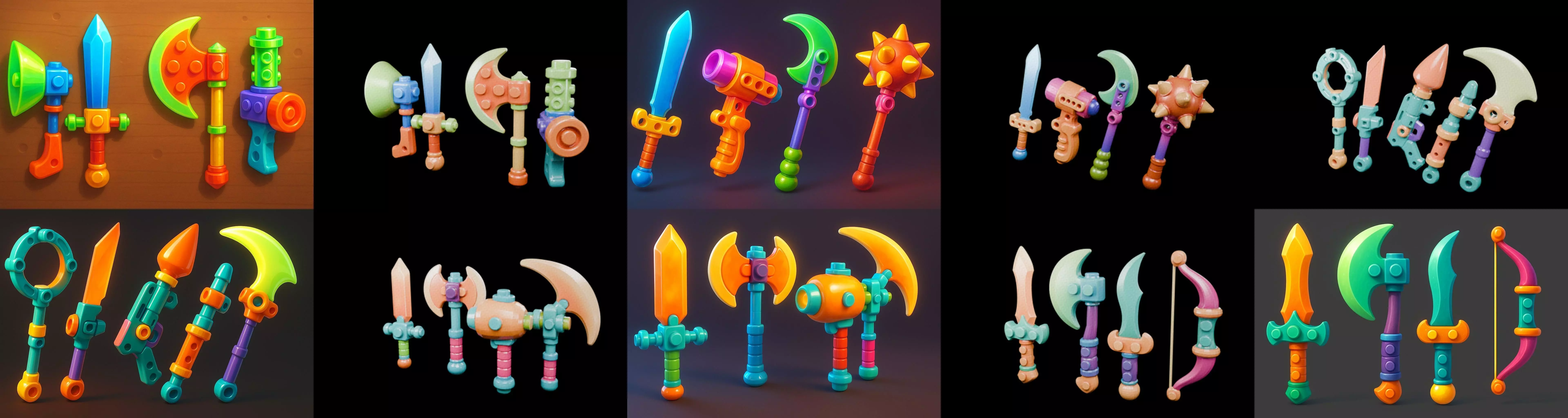 weapon Fantasy Sword and Mace bundle 4 pack 100 glb 3D model_7