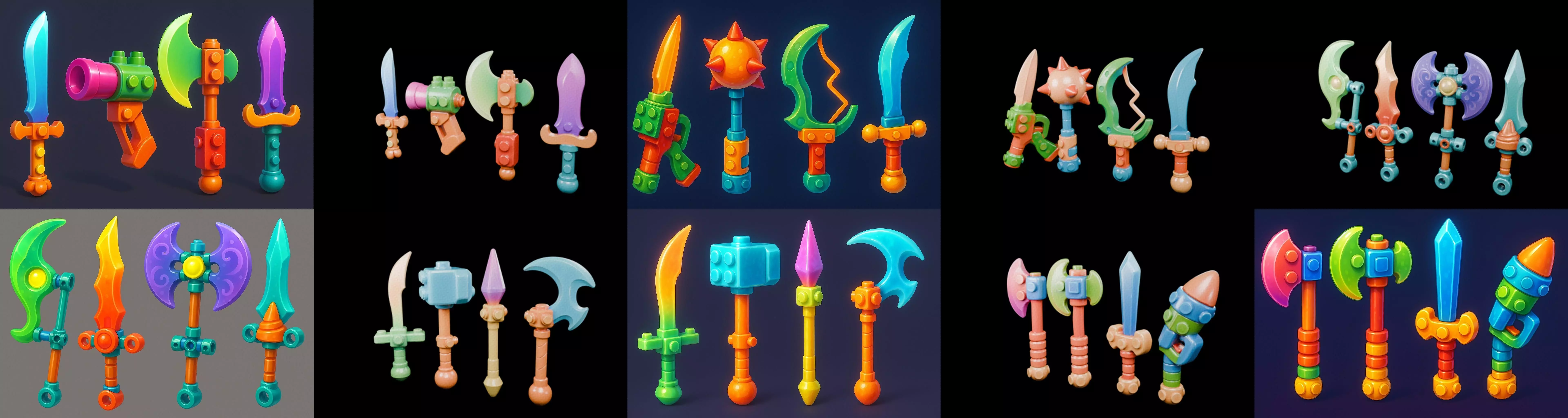 weapon Fantasy Sword and Mace bundle 4 pack 100 glb 3D model_13