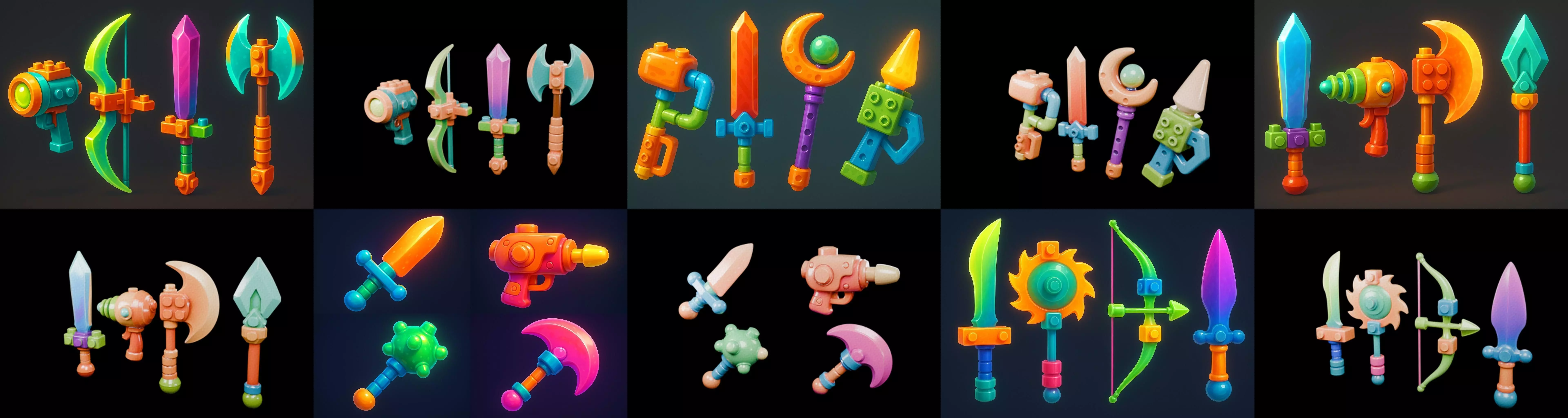 weapon Fantasy Sword and Mace bundle 4 pack 100 glb 3D model_19