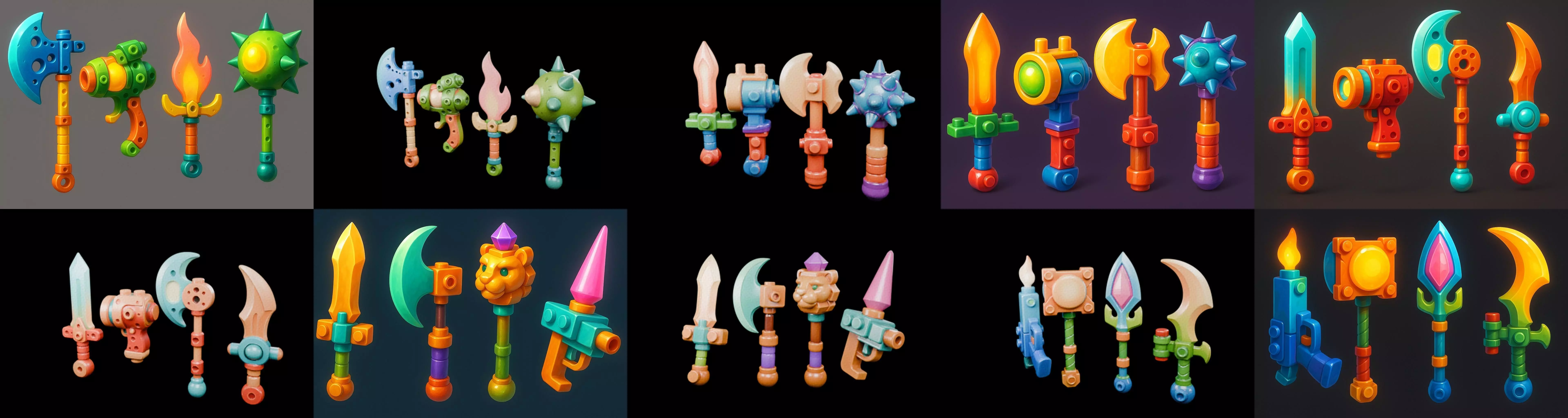 weapon Fantasy Sword and Mace bundle 3 pack 100 glb 3D model_15