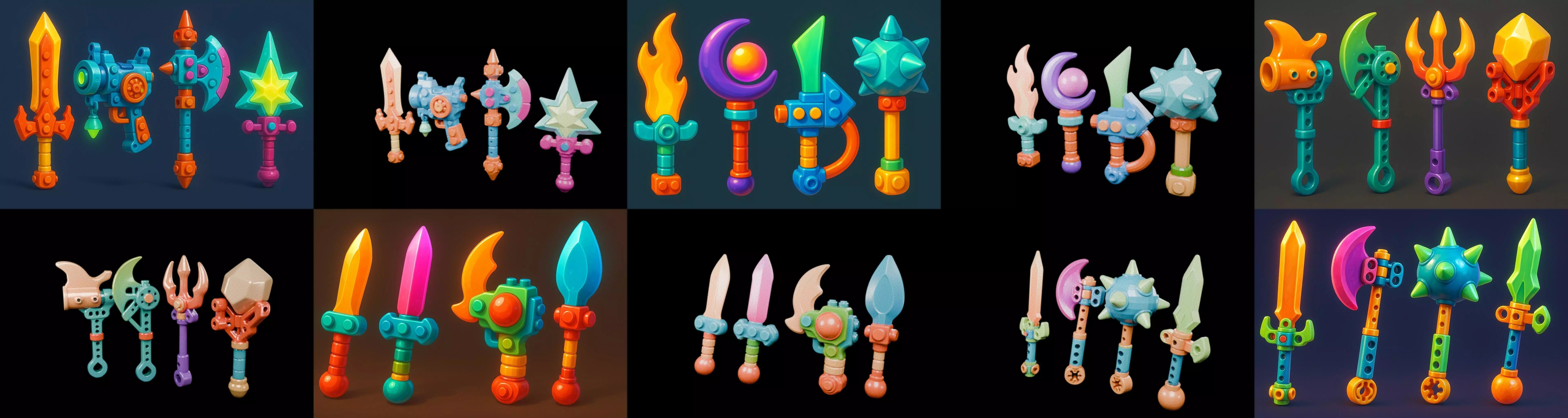 weapon Fantasy Sword and Mace bundle 3 pack 100 glb 3D model_9