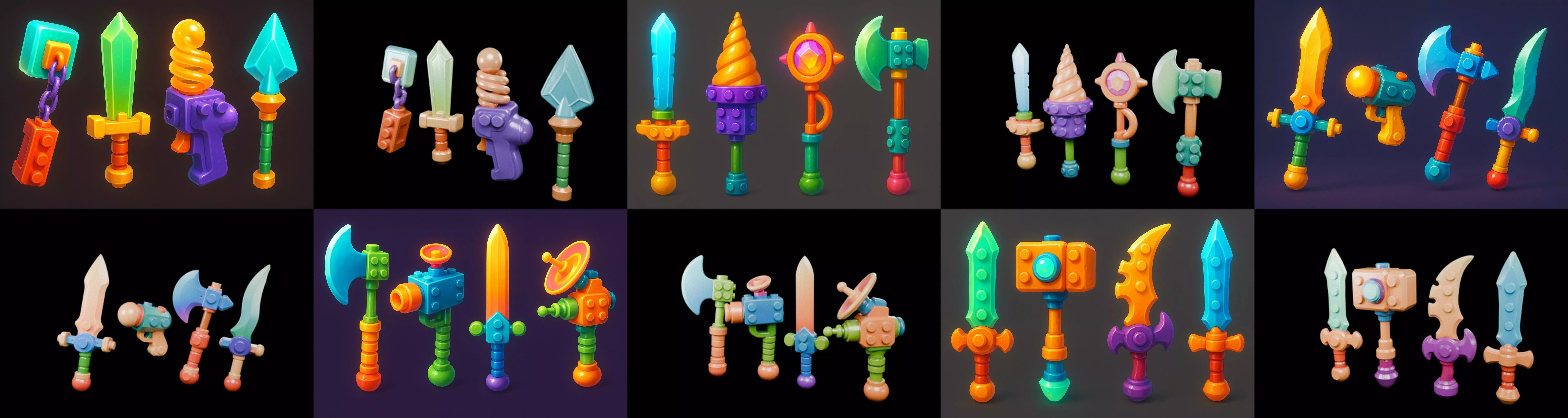 weapon Fantasy Sword and Mace bundle 3 pack 100 glb 3D model_0