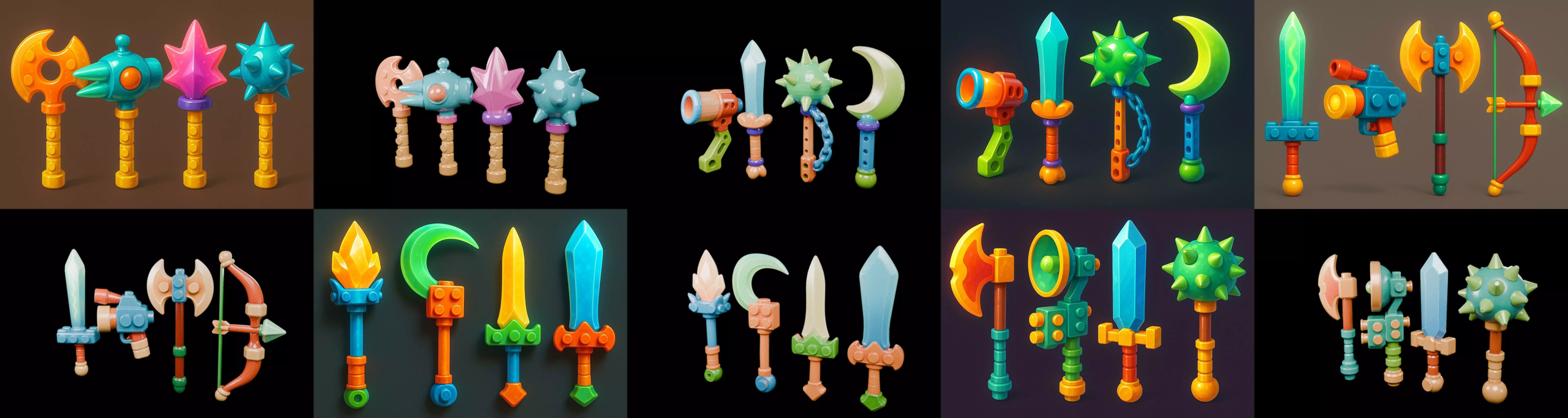 weapon Fantasy Sword and Mace bundle 3 pack 100 glb 3D model_6