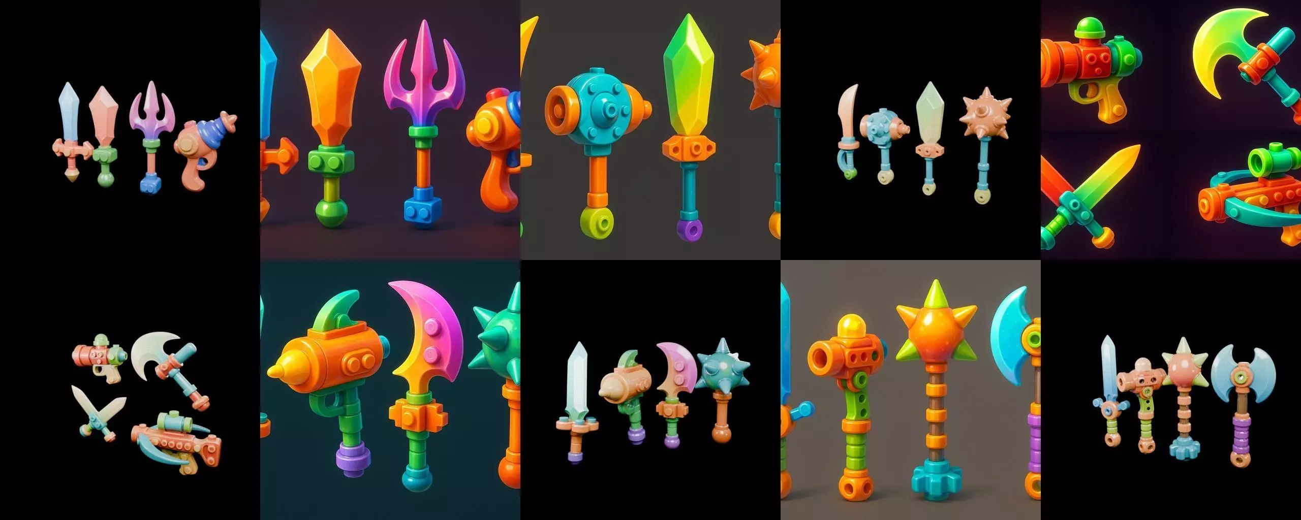 weapon Fantasy Sword and Mace bundle 3 pack 100 glb 3D model_10