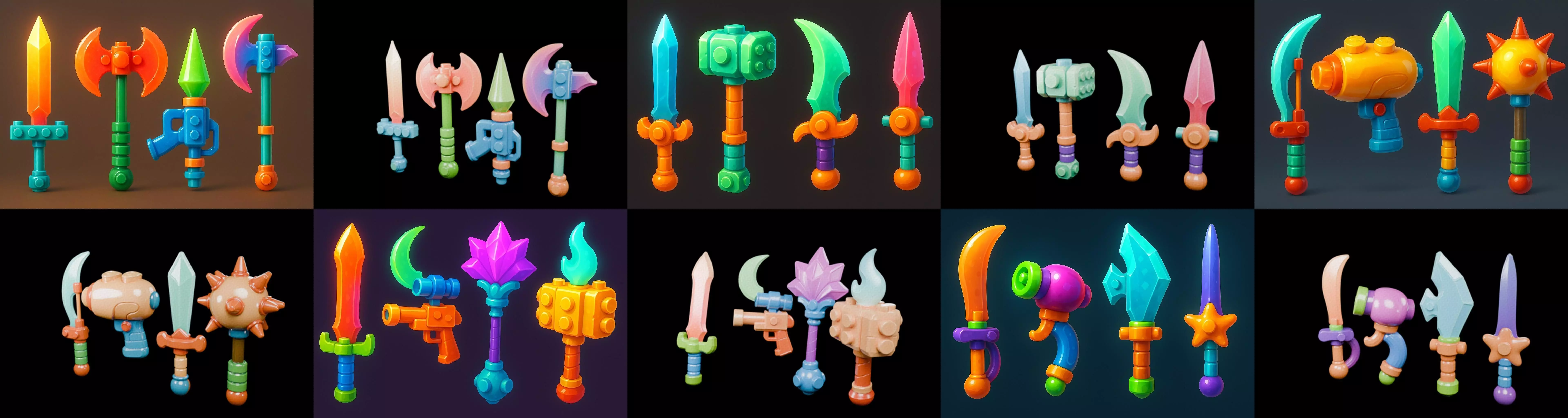 weapon Fantasy Sword and Mace bundle 3 pack 100 glb 3D model_1