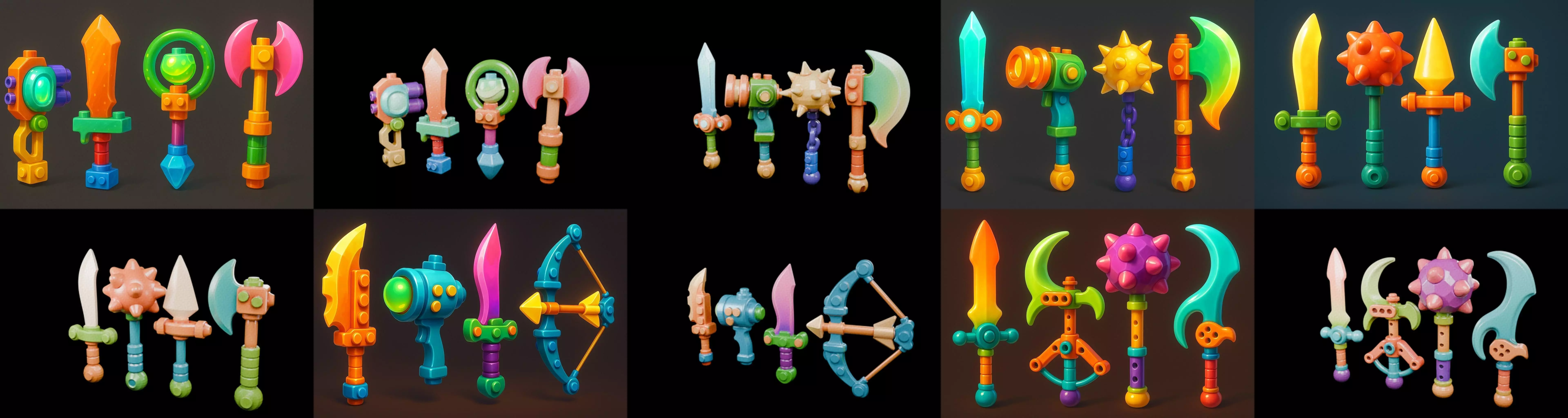 weapon Fantasy Sword and Mace bundle 3 pack 100 glb 3D model_8