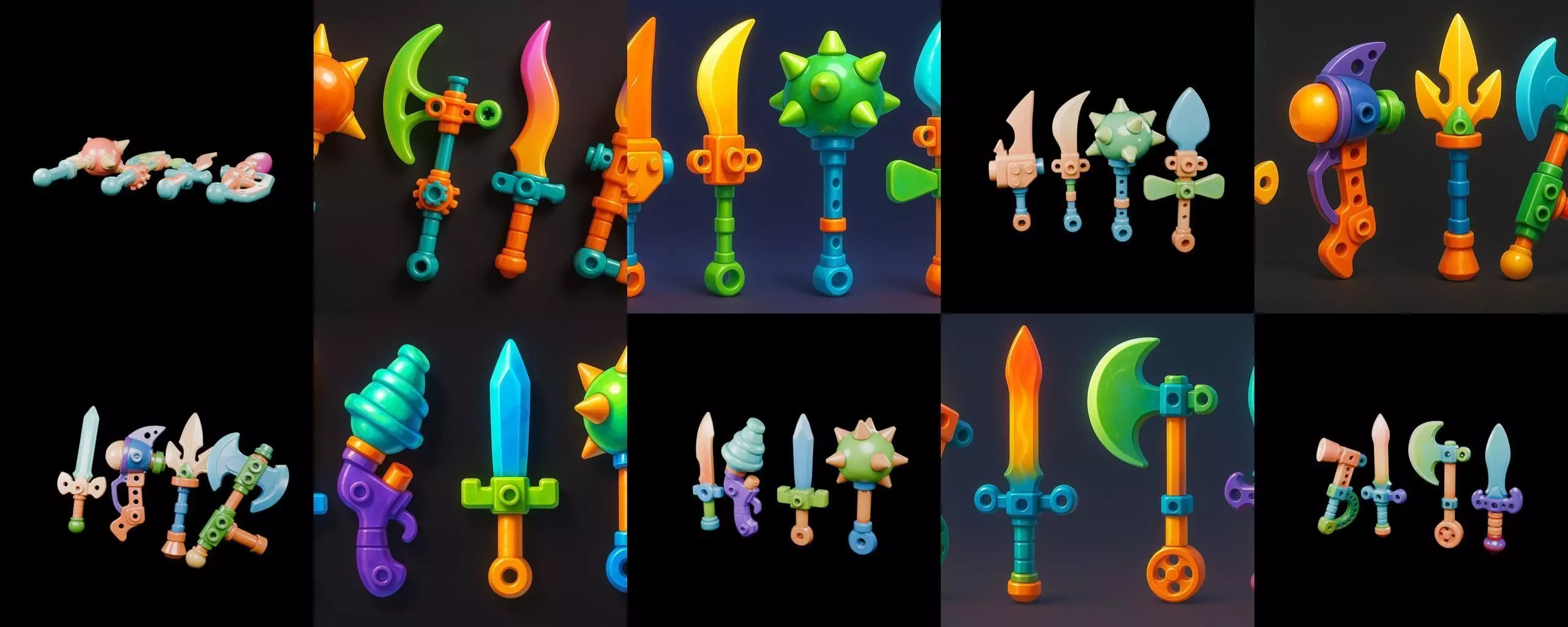 weapon Fantasy Sword and Mace bundle 3 pack 100 glb 3D model_16