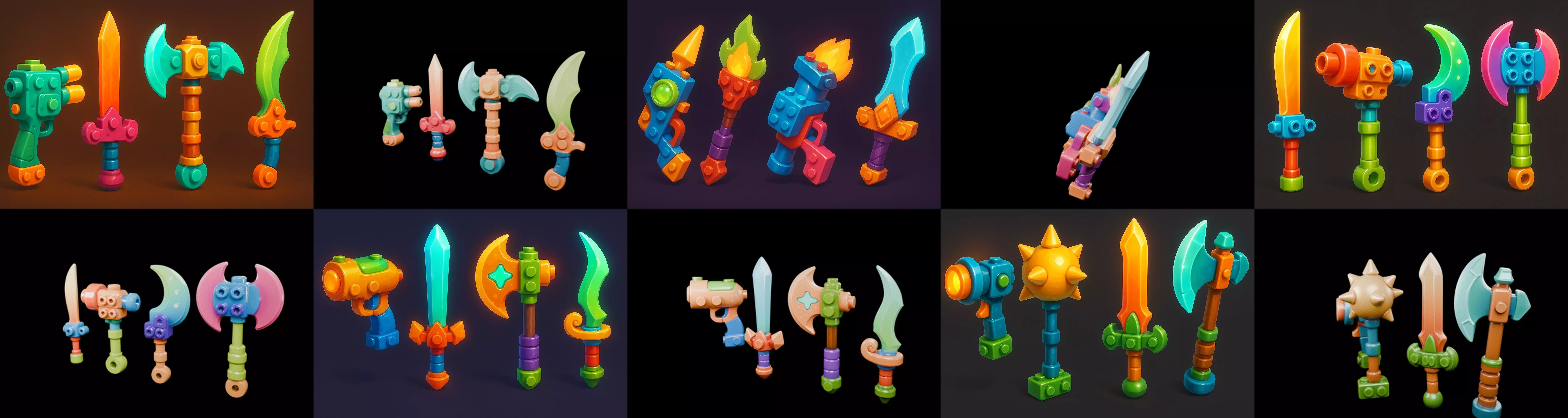 weapon Fantasy Sword and Mace bundle 2 pack 100 glb 3D model_1