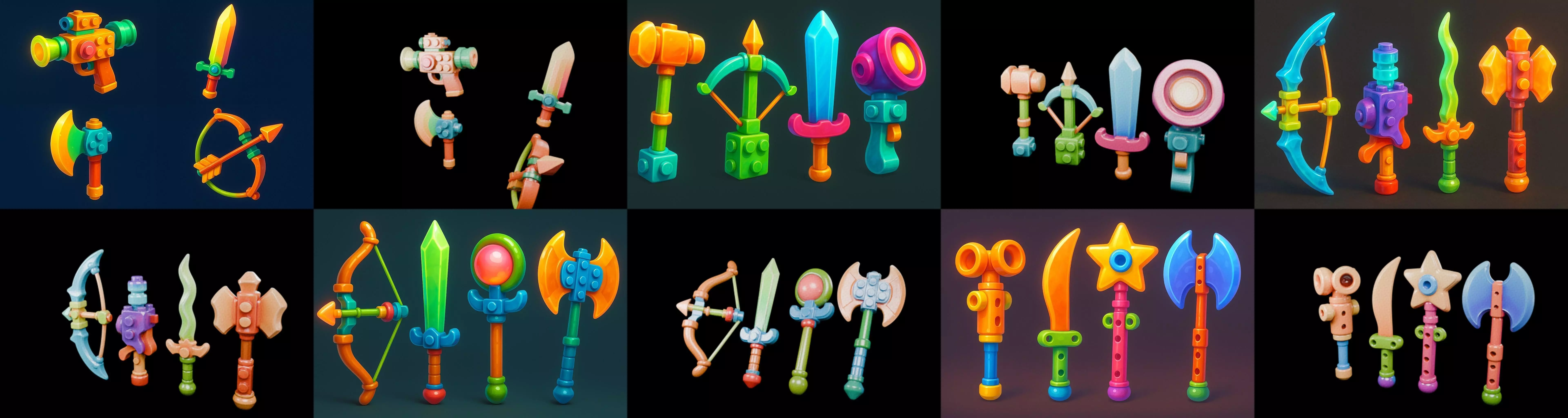 weapon Fantasy Sword and Mace bundle 2 pack 100 glb 3D model_6