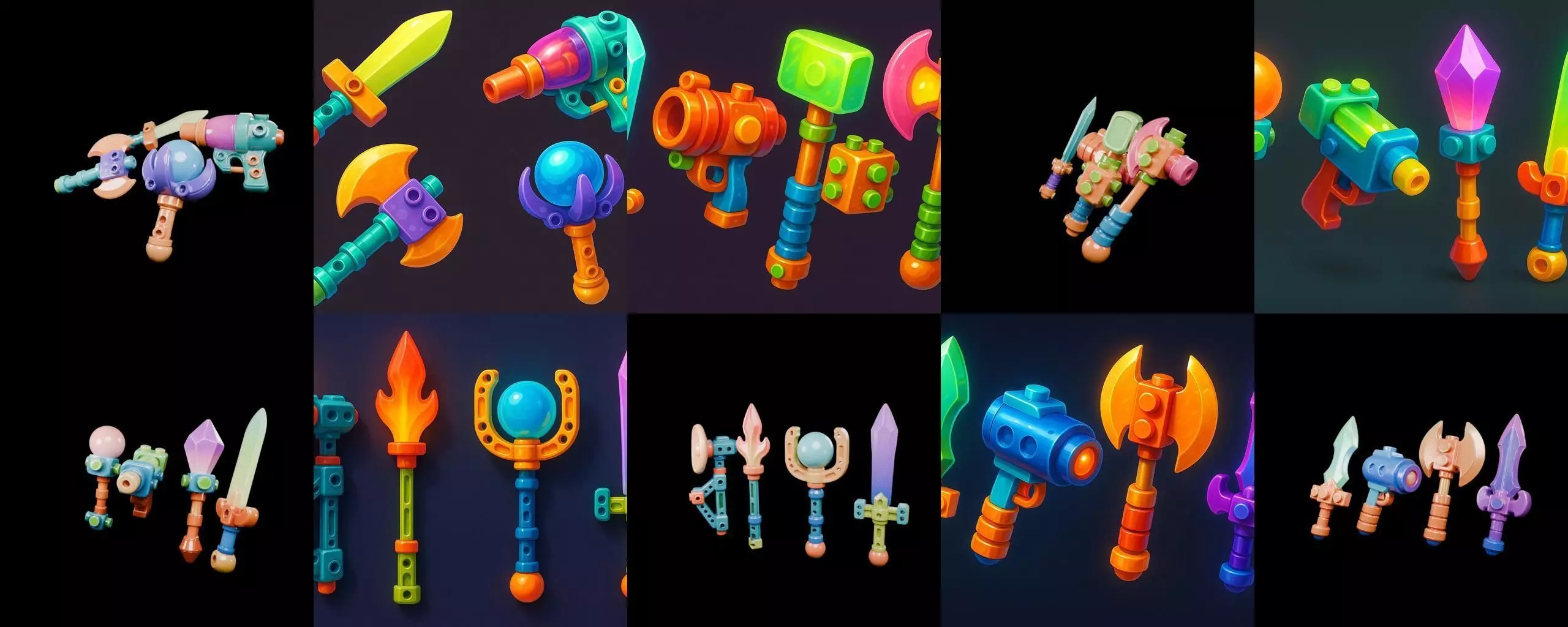 weapon Fantasy Sword and Mace bundle 2 pack 100 glb 3D model_5