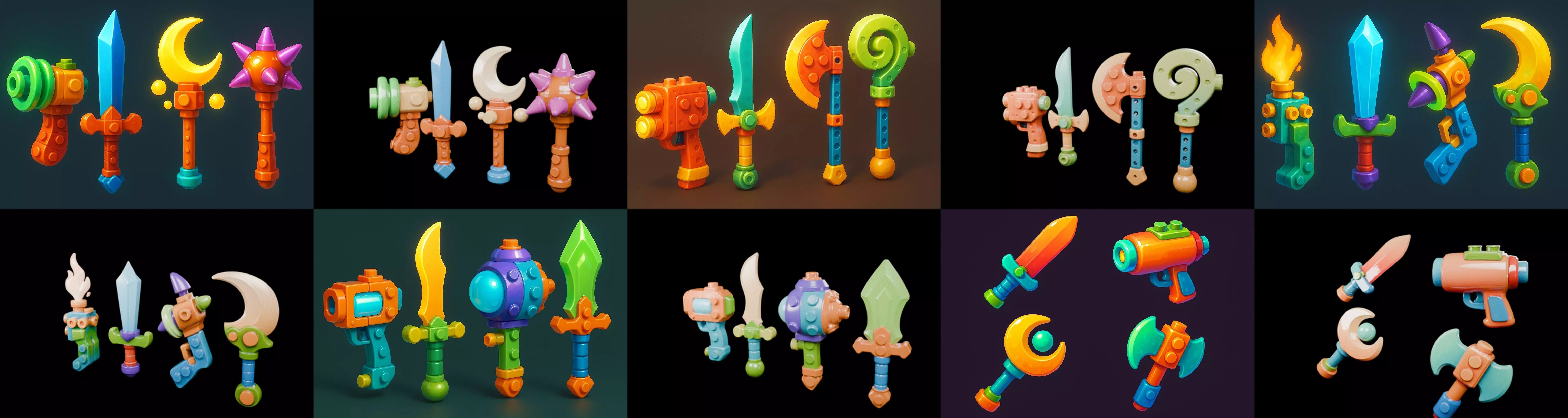 weapon Fantasy Sword and Mace bundle 2 pack 100 glb 3D model_7