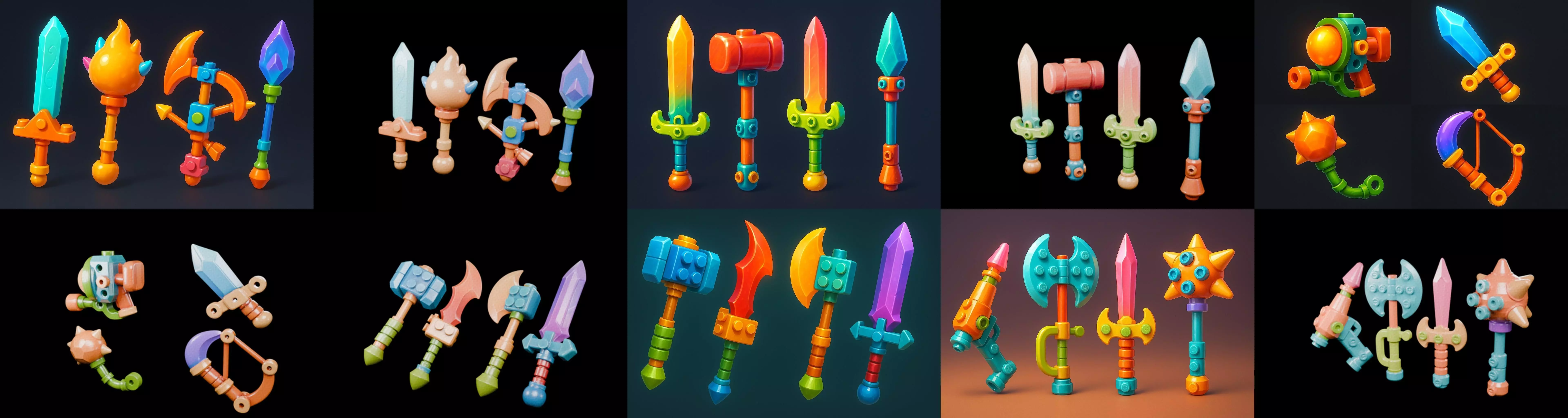 weapon Fantasy Sword and Mace bundle 2 pack 100 glb 3D model_12