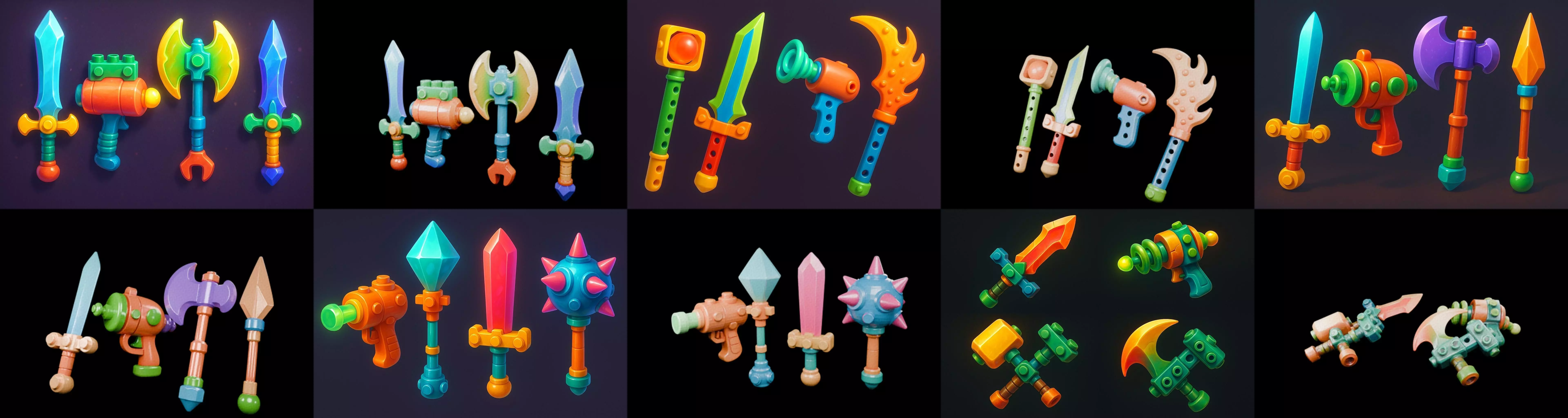 weapon Fantasy Sword and Mace bundle 2 pack 100 glb 3D model_4