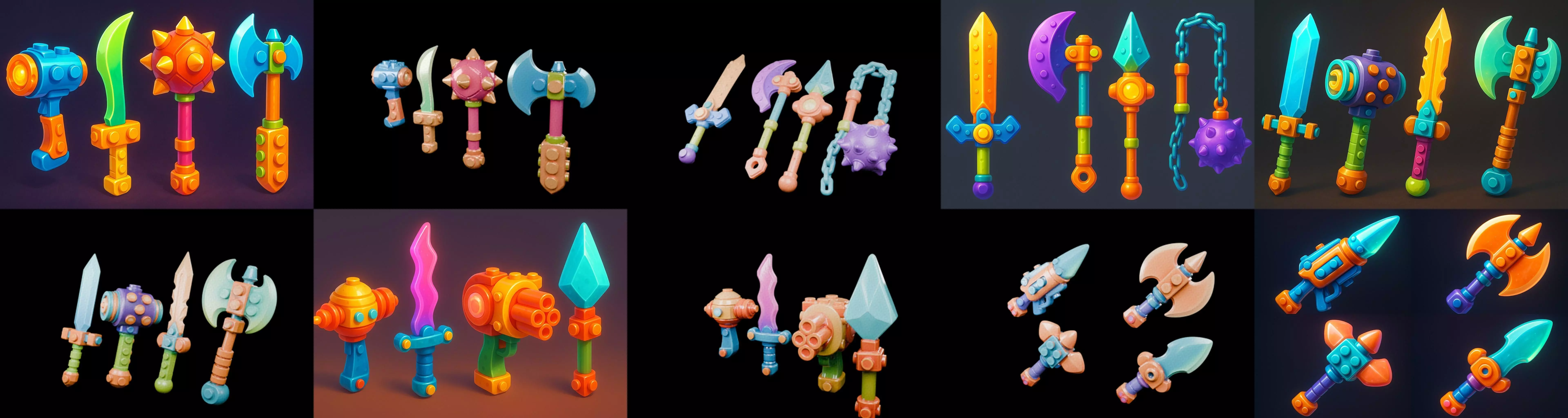 weapon Fantasy Sword and Mace bundle 2 pack 100 glb 3D model_19