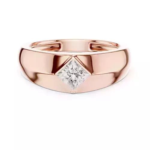 Princess Cut Solitaire Bezel Signet Men Engagement Ring Video 3D print model