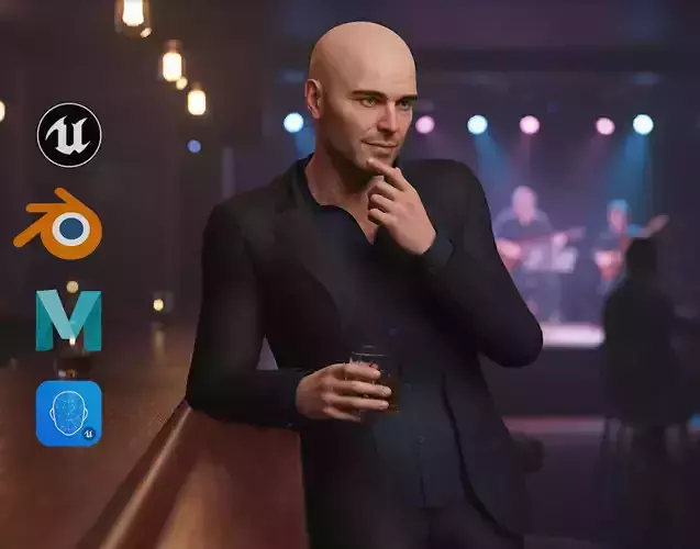 Realistic Male 3D Model in Elegant Suit Fully Low-poly 3D model Realistic Male 3D Model in Elegant Suit Fully Low-poly 3D model