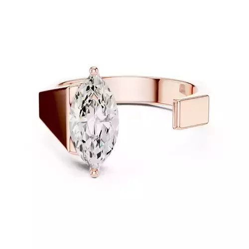 Marquise Cut Solitaire Open Cuff Signet Mens ring 3DM STL Video 3D print model